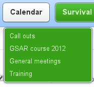 Calendar menu Calendar menu